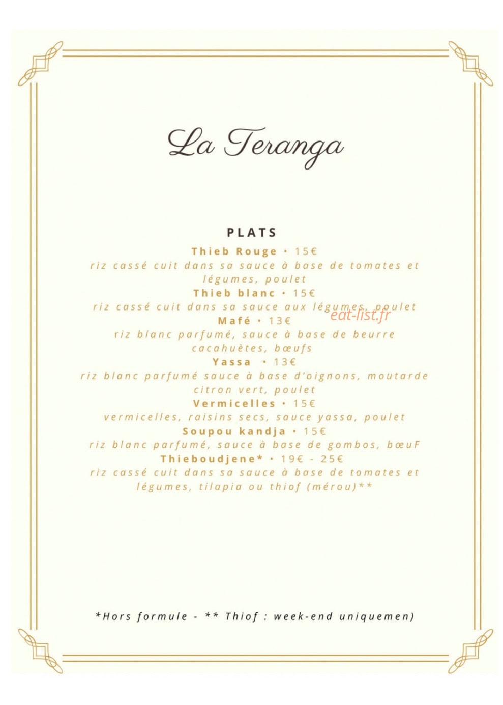 La Teranga — carte page 2
