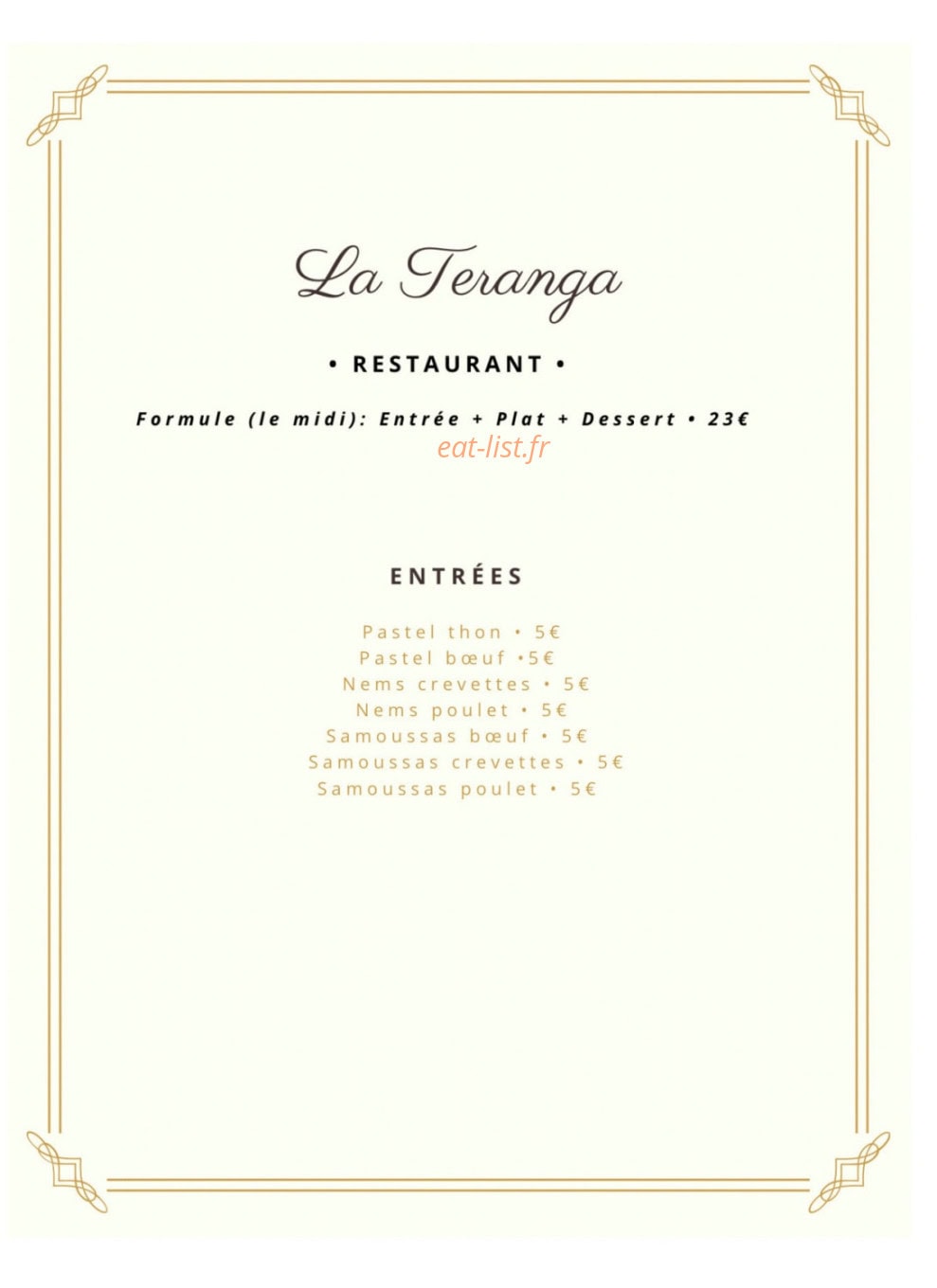 La Teranga — carte page 1