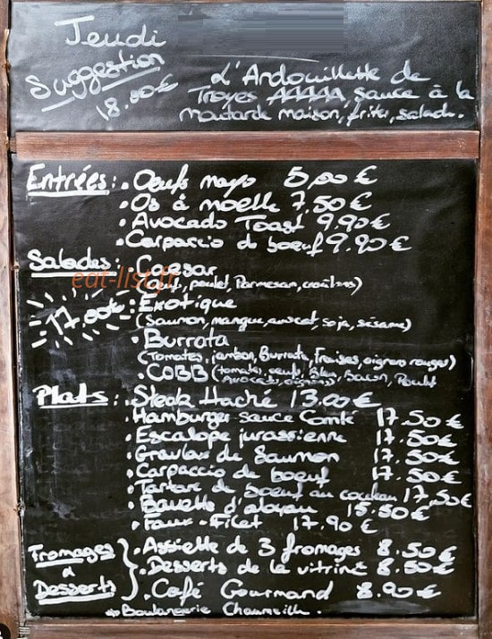 Le Bistrot des Halles — carte page 1