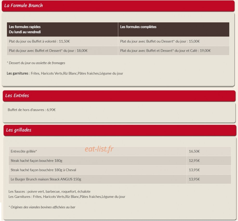 Le Brunch — carte page 1