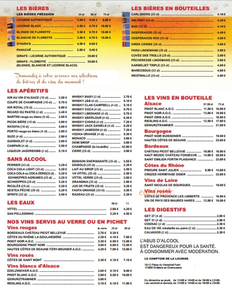 Le Comptoir de la Licorne — carte page 3