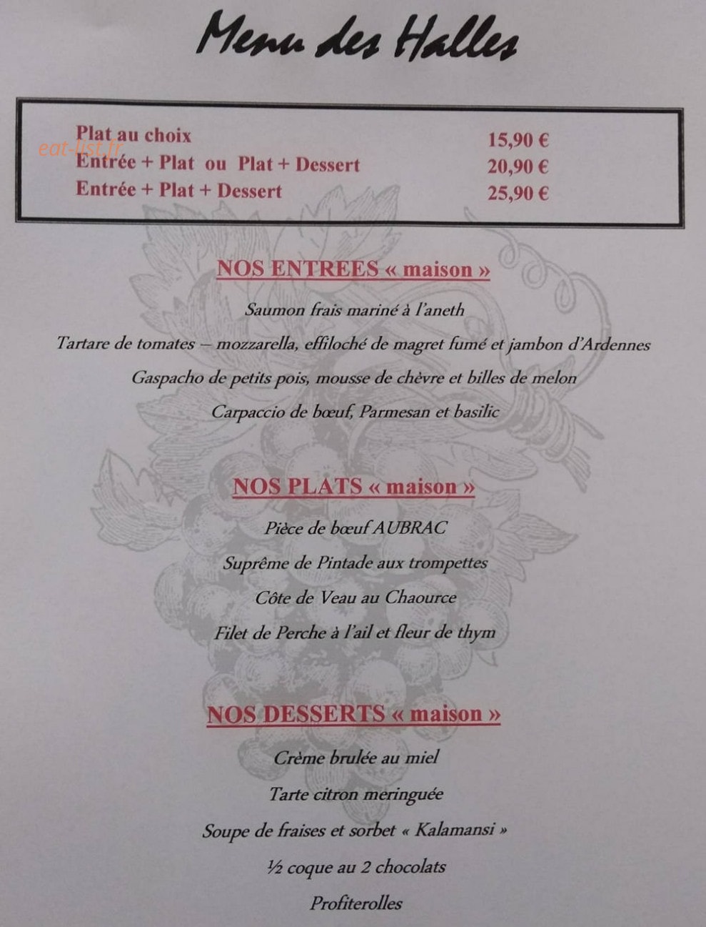 Les Sarments — carte page 1