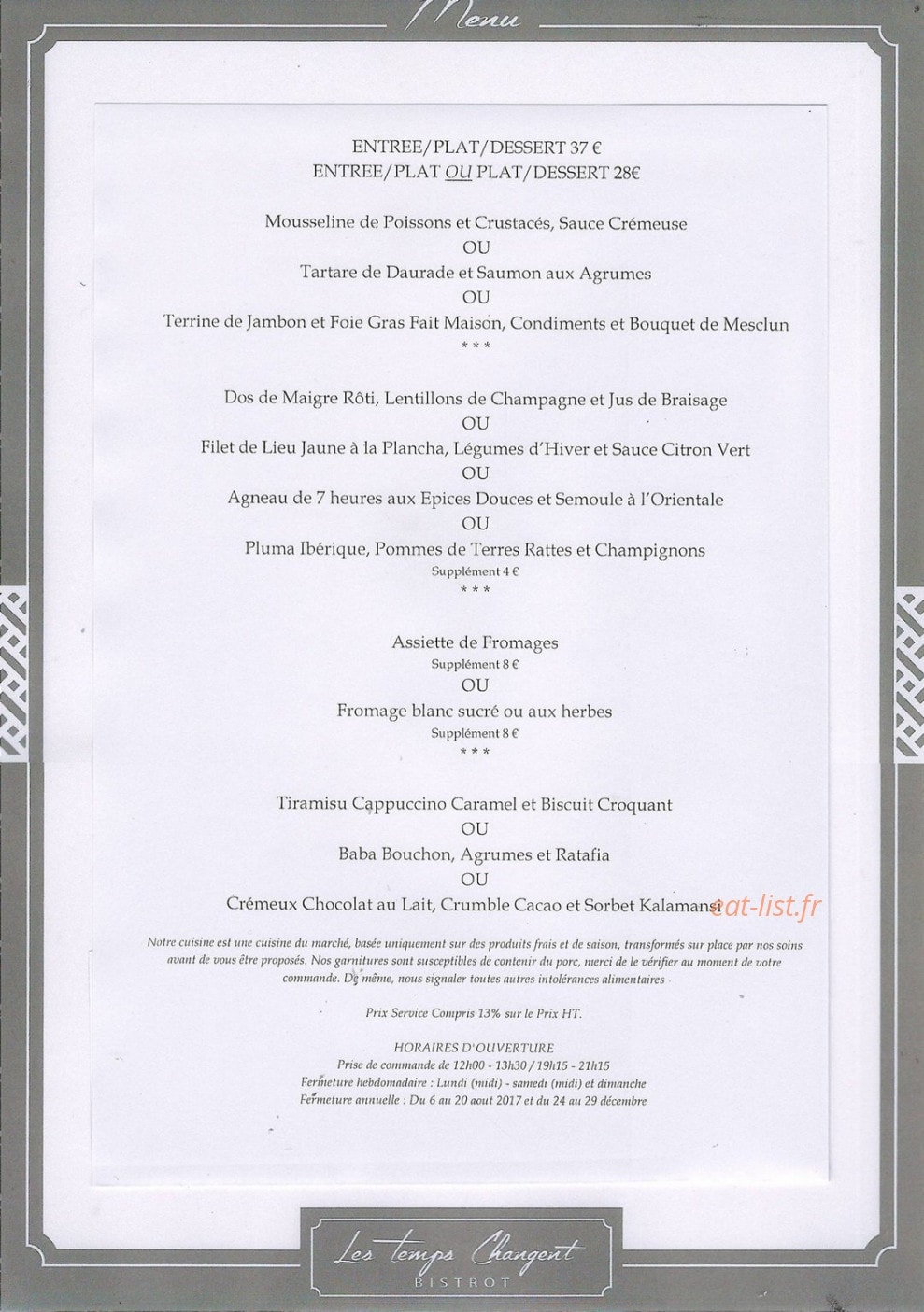 Les temps changent — carte page 1