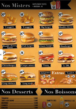 Mister Burger — carte page 4