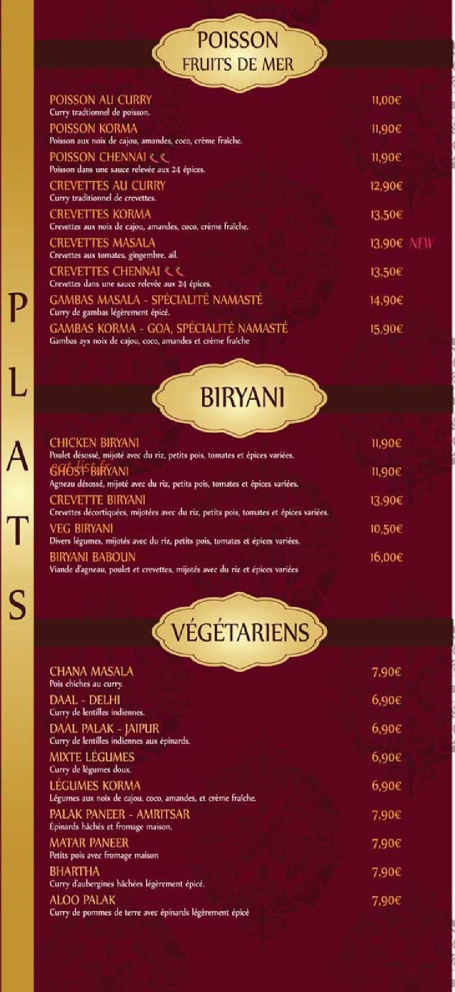 Namaste India — carte page 4