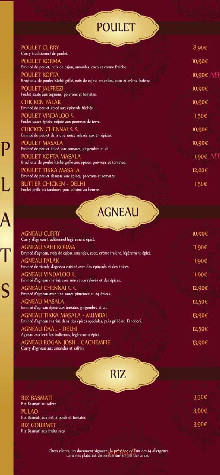 Namaste India — carte page 3
