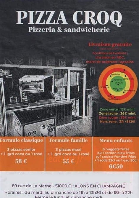 Pizza Croq — carte page 1