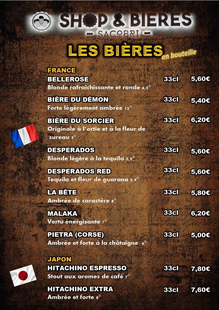 Carte et menu de Shop & Bières Sacobri à Chalons en Champagne — Les bières page 2