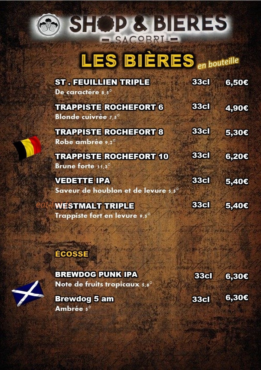 Carte et menu de Shop & Bières Sacobri à Chalons en Champagne — Les bières page 3