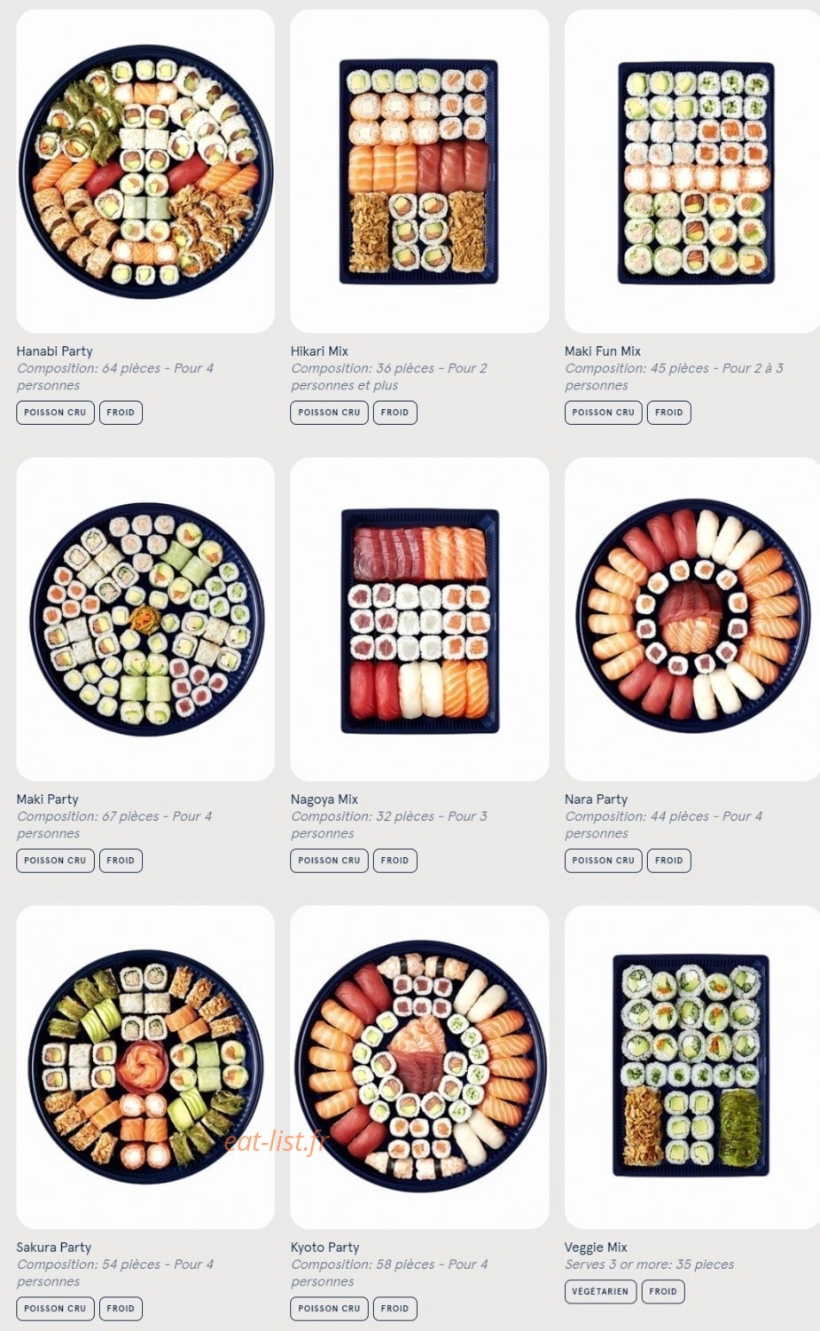 Carte et menu de Sushi Daily à Chalons en Champagne — Plateaux suite