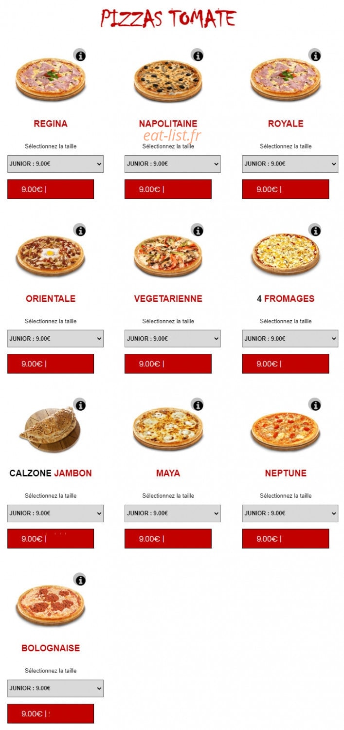 Top food — carte page 1