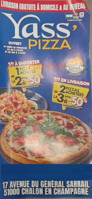 Yass'pizza — carte page 1