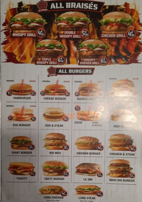 All Burger — carte page 3