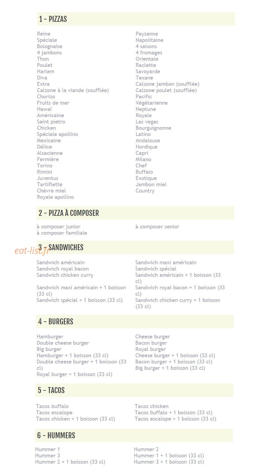 Apollino pizza — carte page 1
