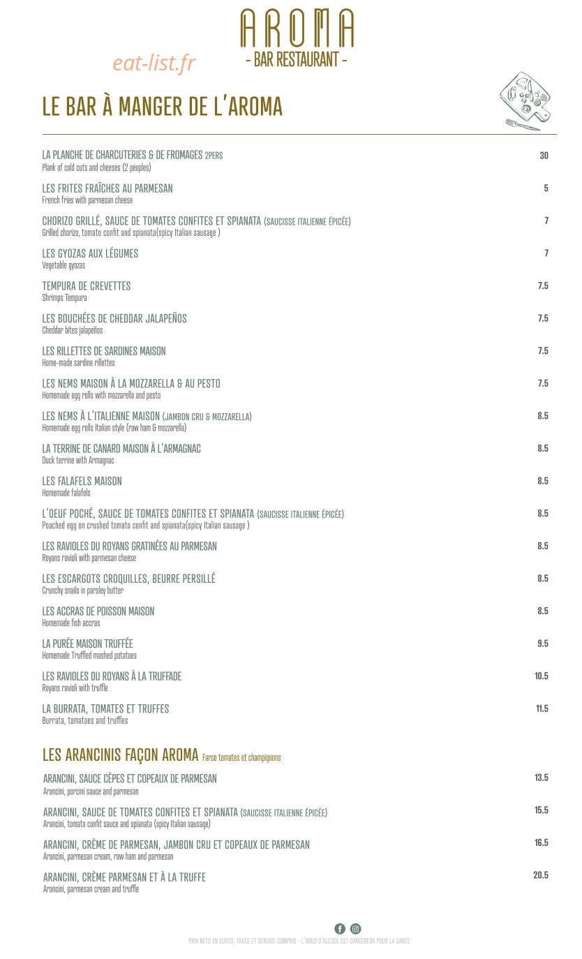 Aroma — carte page 1