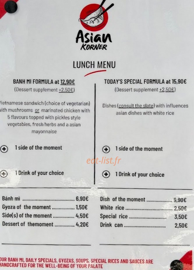 Asian Korner — carte page 2