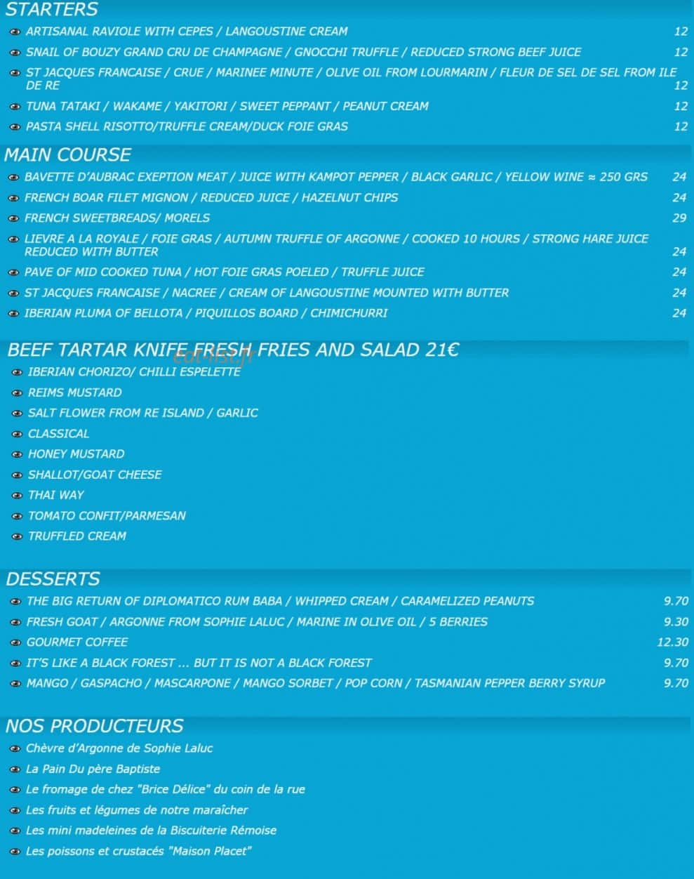 Au Cul de Poule — carte page 4