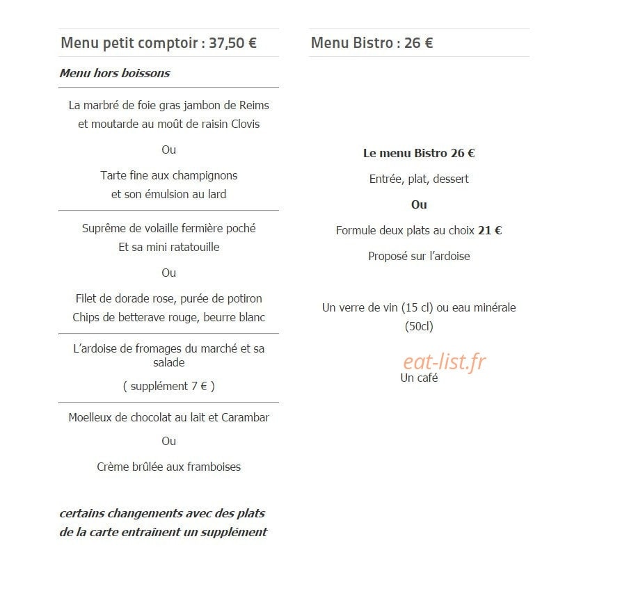 Au Petit Comptoir — carte page 2