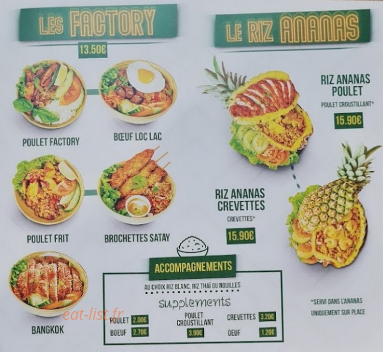 Bangkok Factory — carte page 5