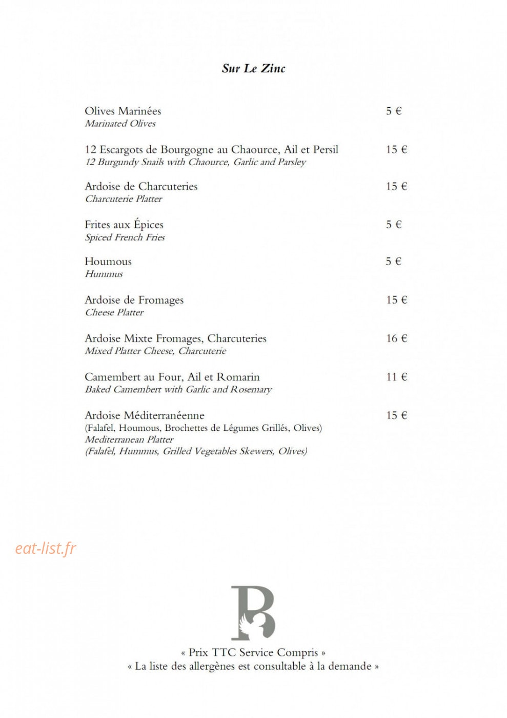 Bistro des anges — carte page 3