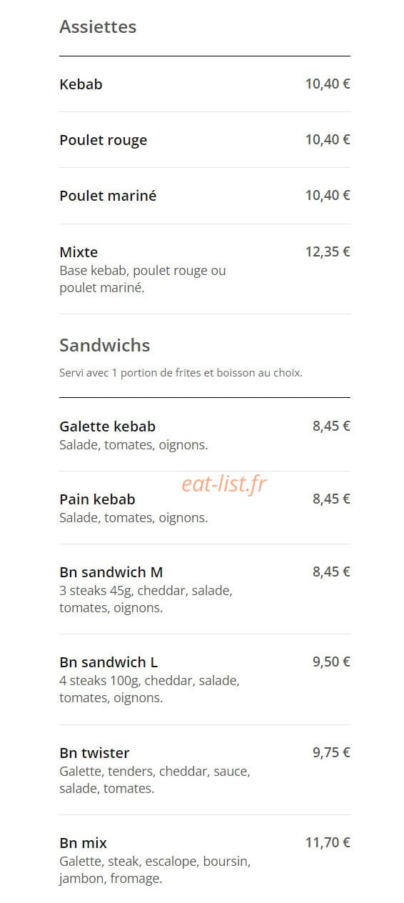 Bn pizza — carte page 2