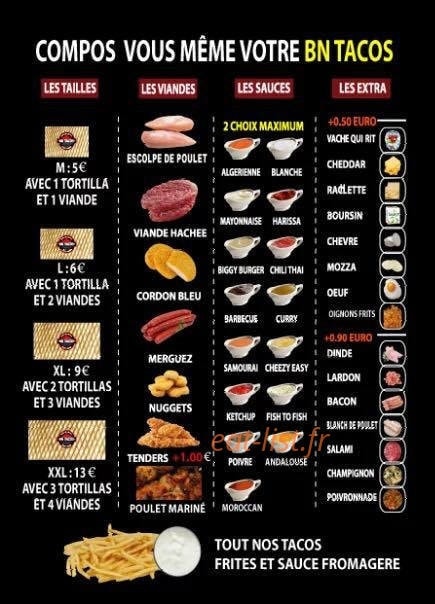 BN Tacos — carte page 2