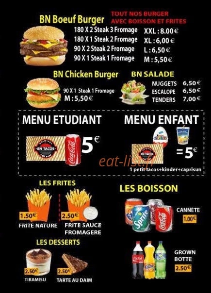 BN Tacos — carte page 4