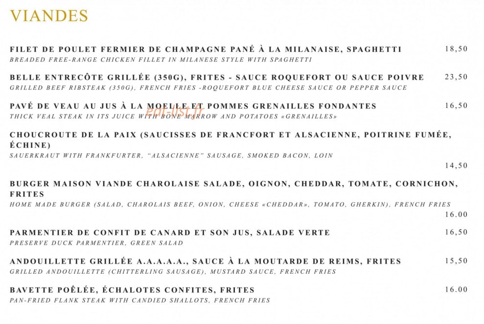 Café de la Paix — carte page 7