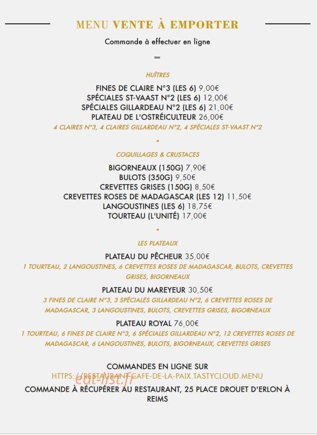 Café de la Paix — carte page 1