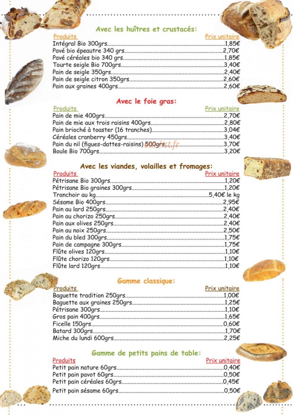 Case à pain — carte page 1