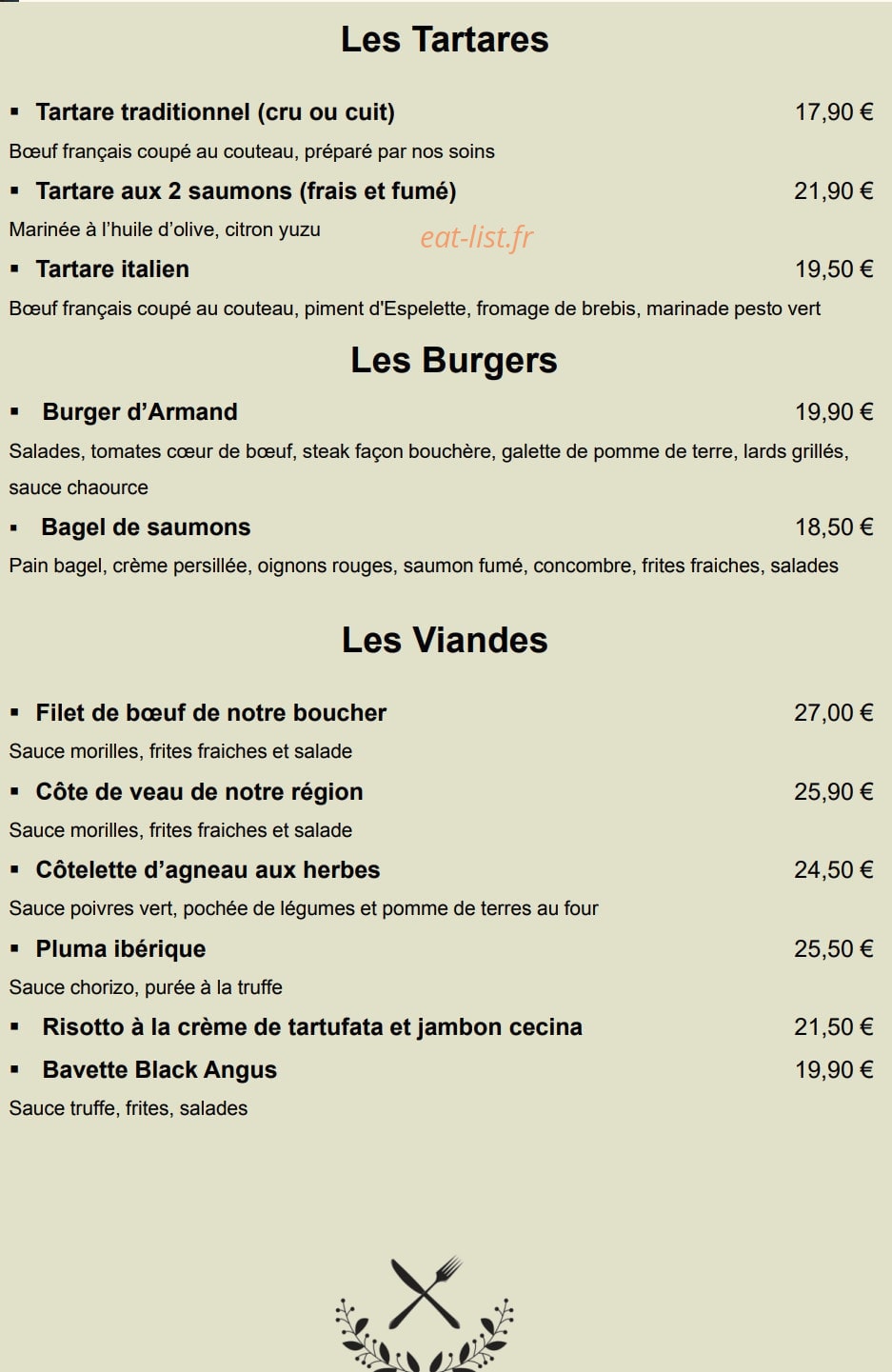 Chez Armand — carte page 3