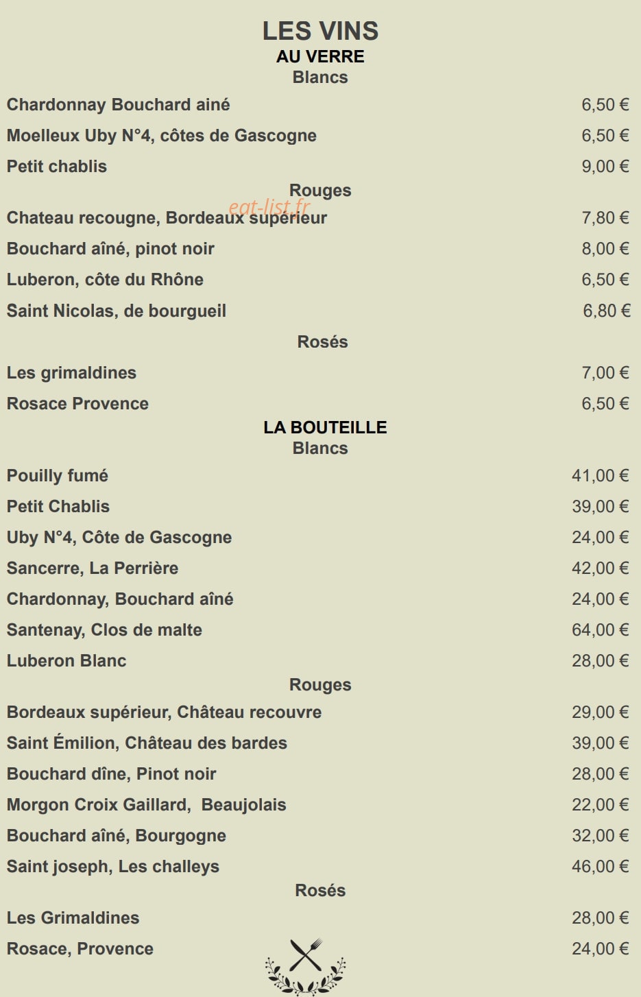 Chez Armand — carte page 8