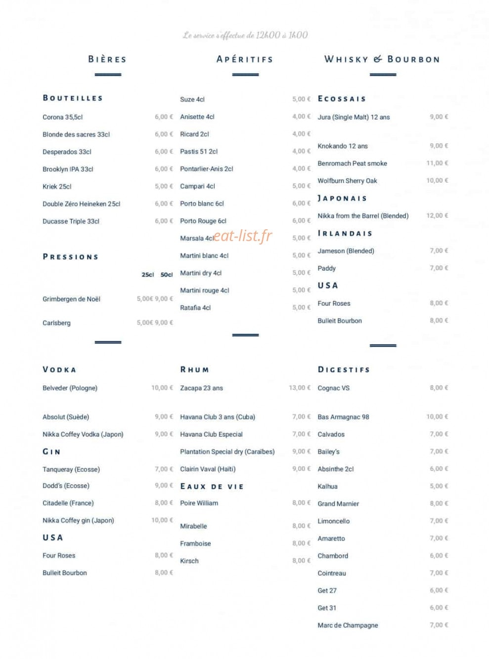 Continental Restaurant — carte page 5