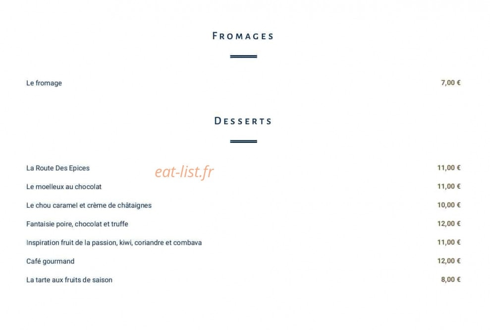 Continental Restaurant — carte page 2