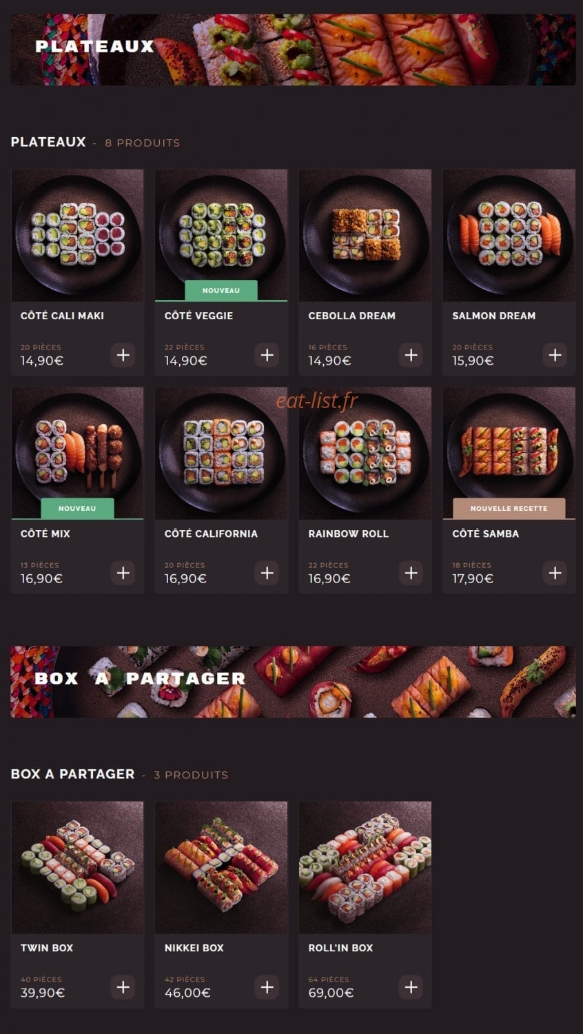 Côté Sushi — carte page 2