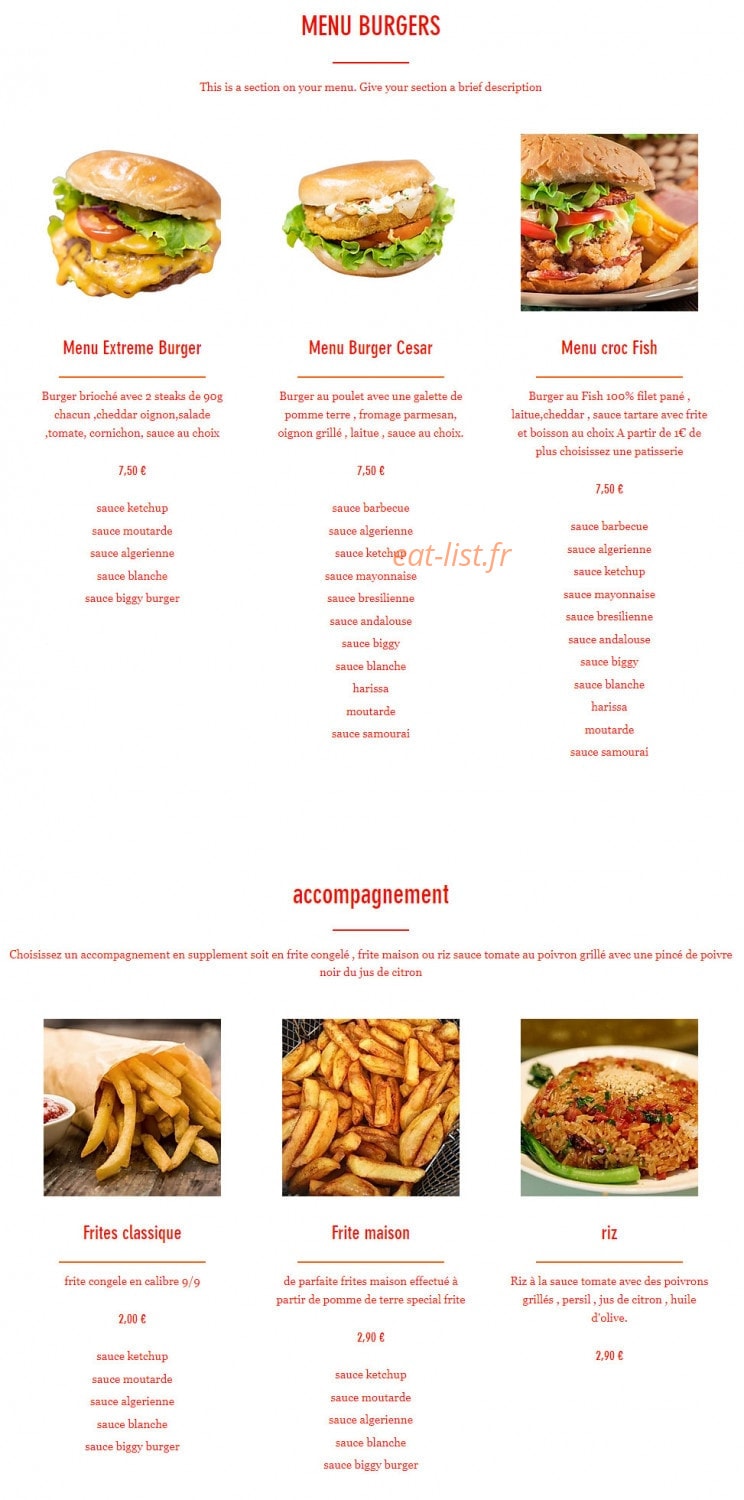 Croc Meal — carte page 1