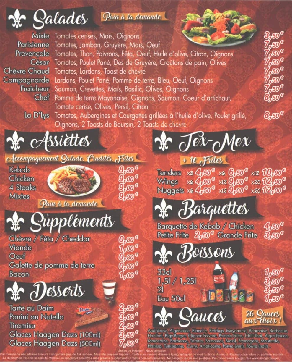 D'lys Food — carte page 3