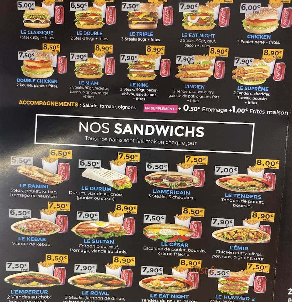 Eat Night — carte page 2