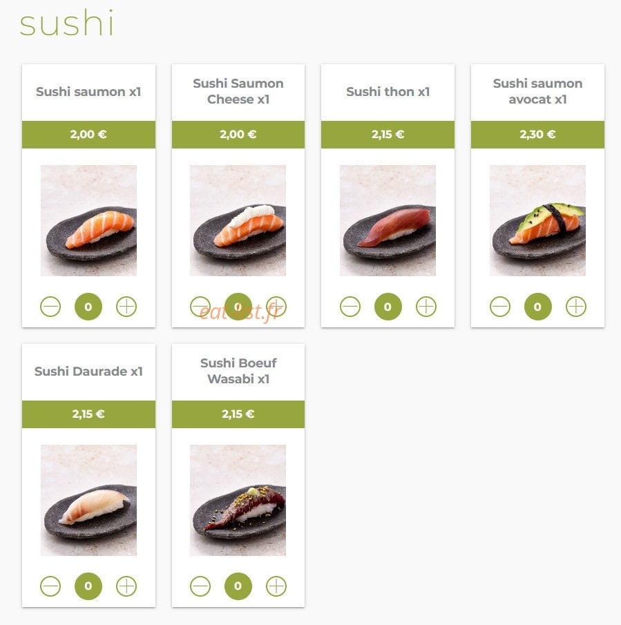 Eat sushi — carte page 7