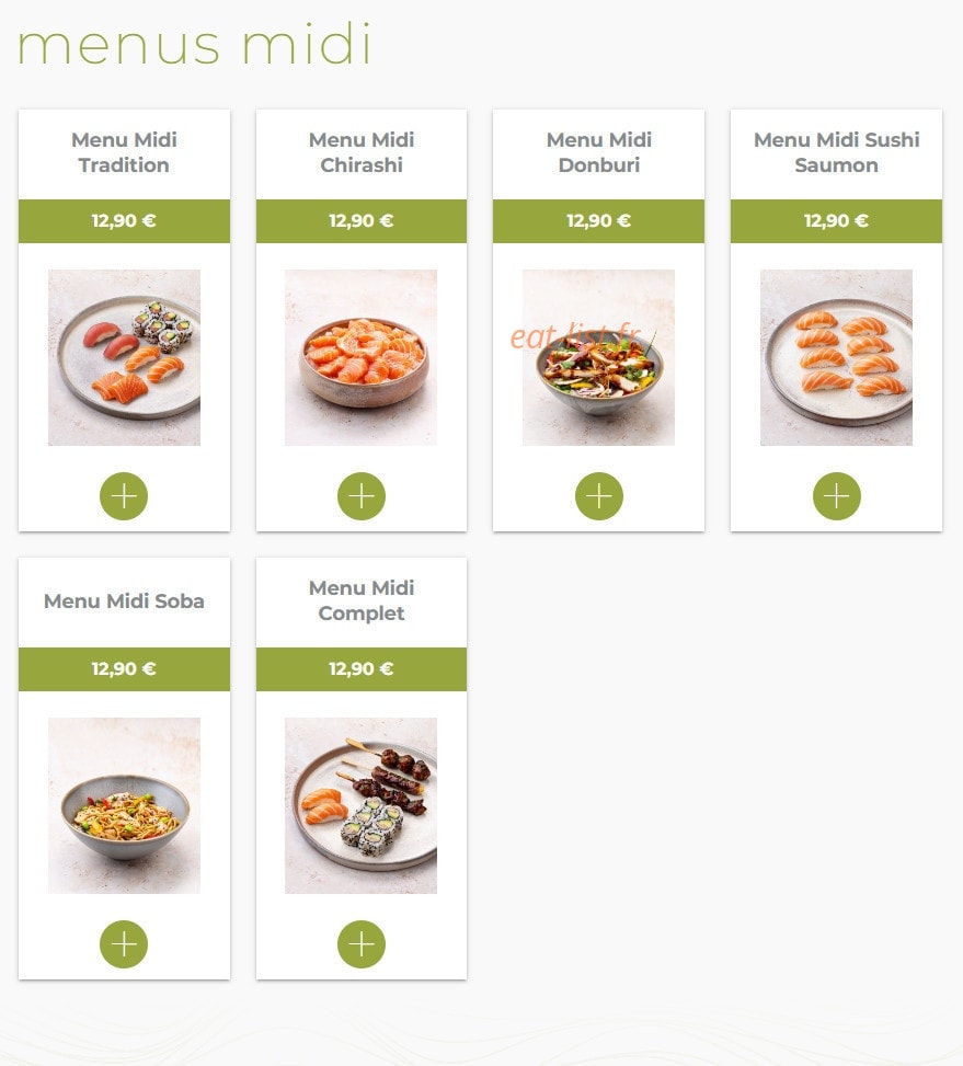 Eat sushi — carte page 1
