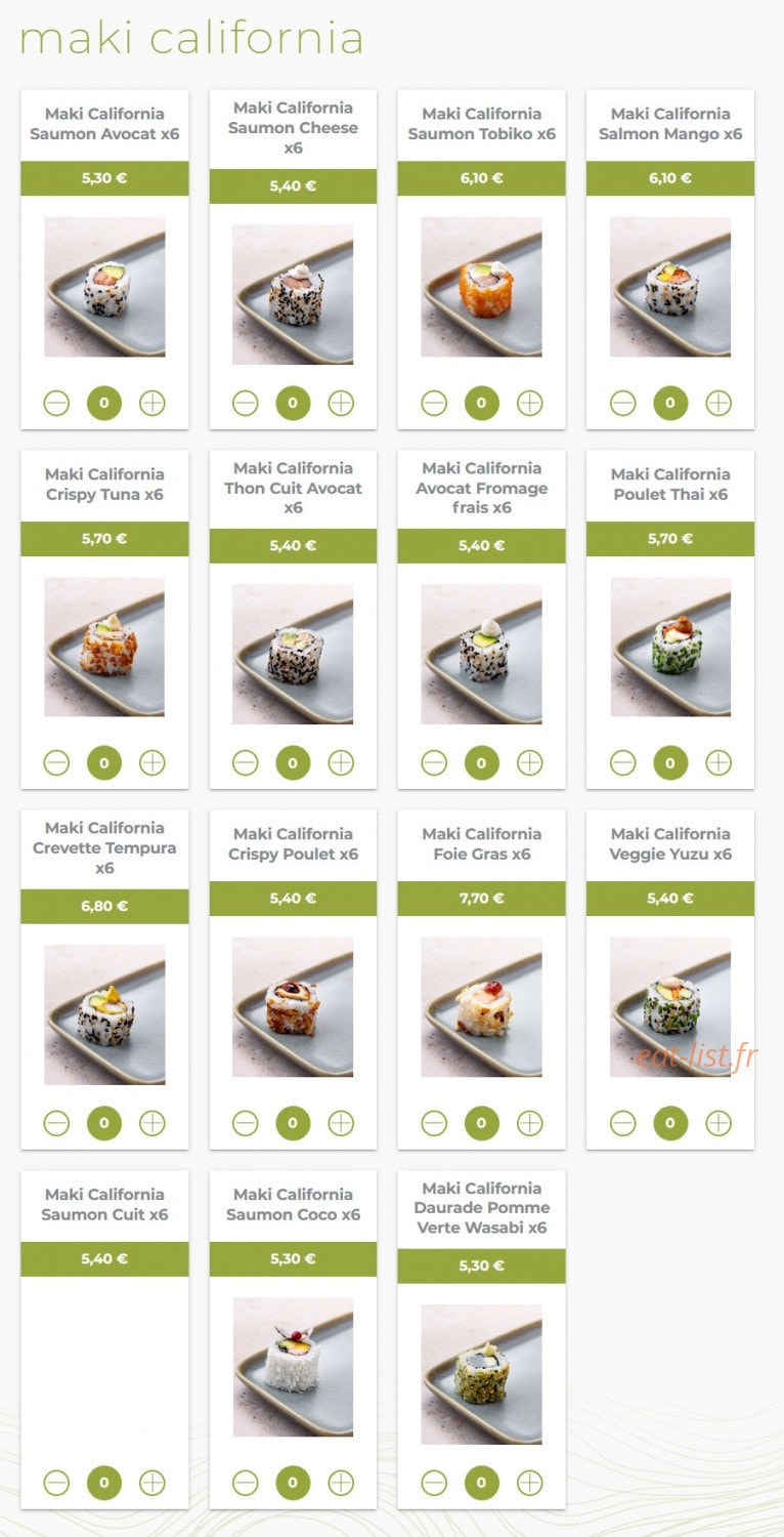 Eat sushi — carte page 9