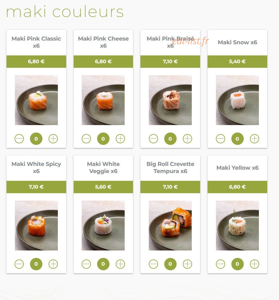 Eat sushi — carte page 13