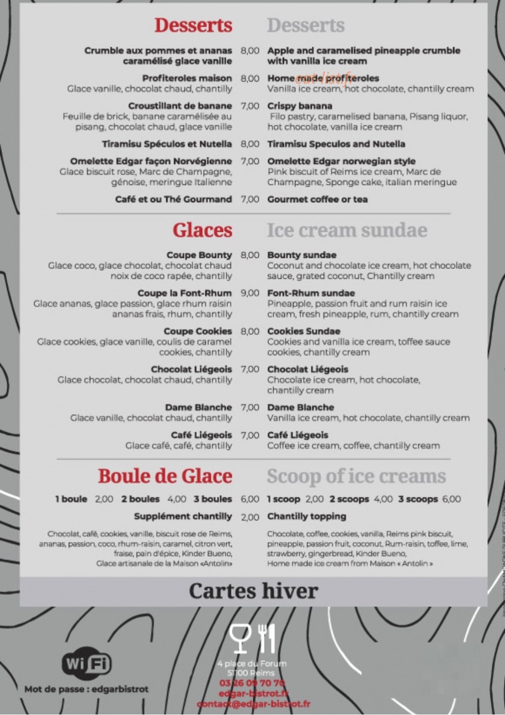 Edgar Bistrot — carte page 8