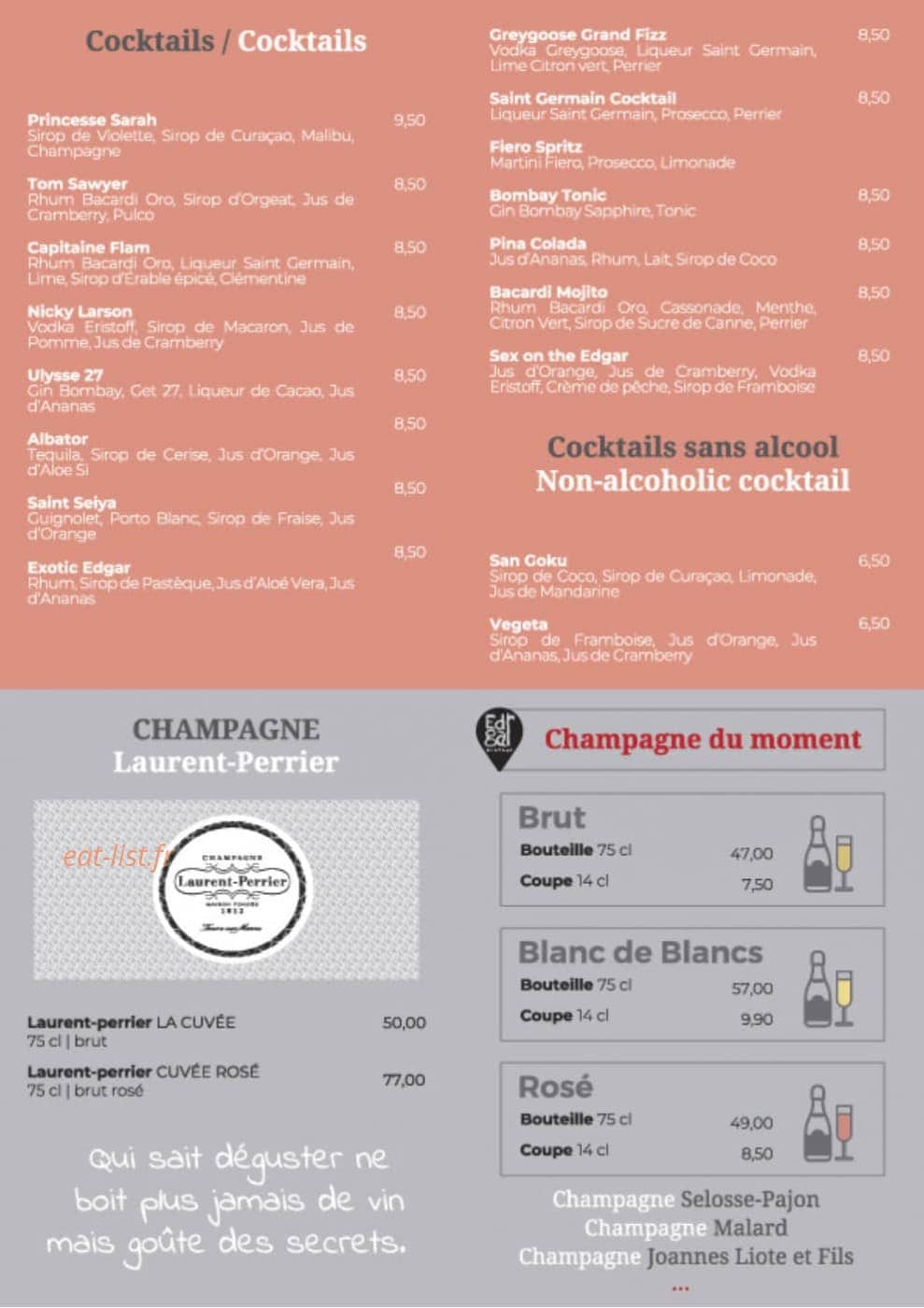 Edgar Bistrot — carte page 4