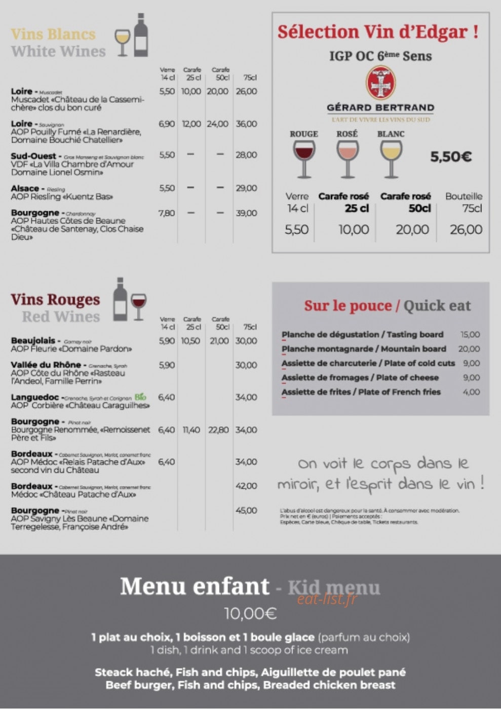 Edgar Bistrot — carte page 5