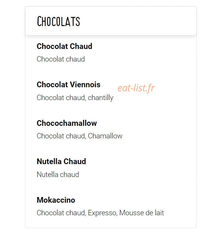 Emilie's — carte page 8