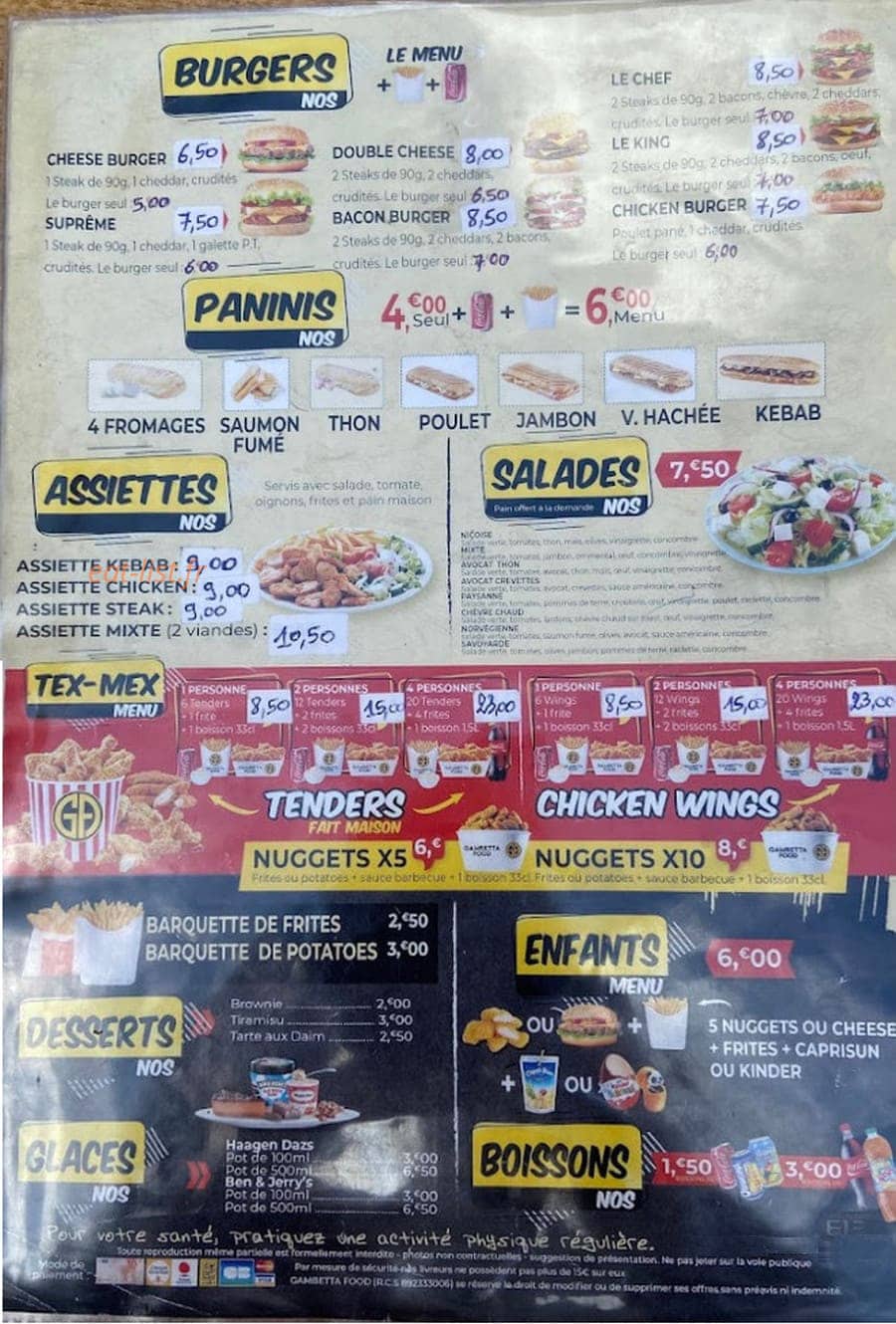 Gambetta  Food — carte page 2