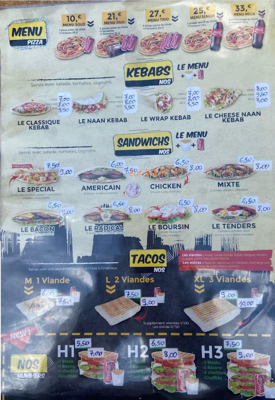 Gambetta  Food — carte page 1