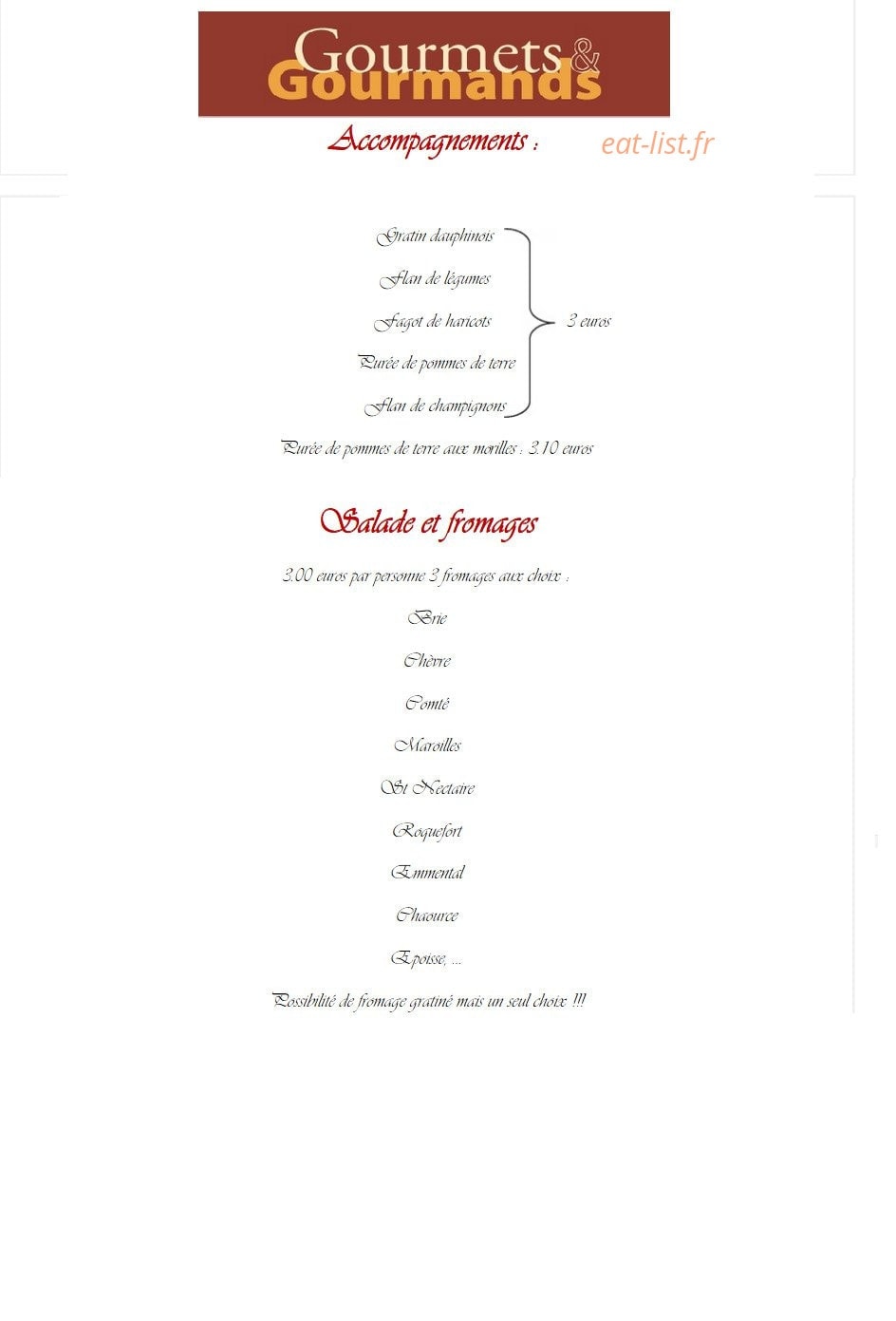Gourmets et Gourmands — carte page 10