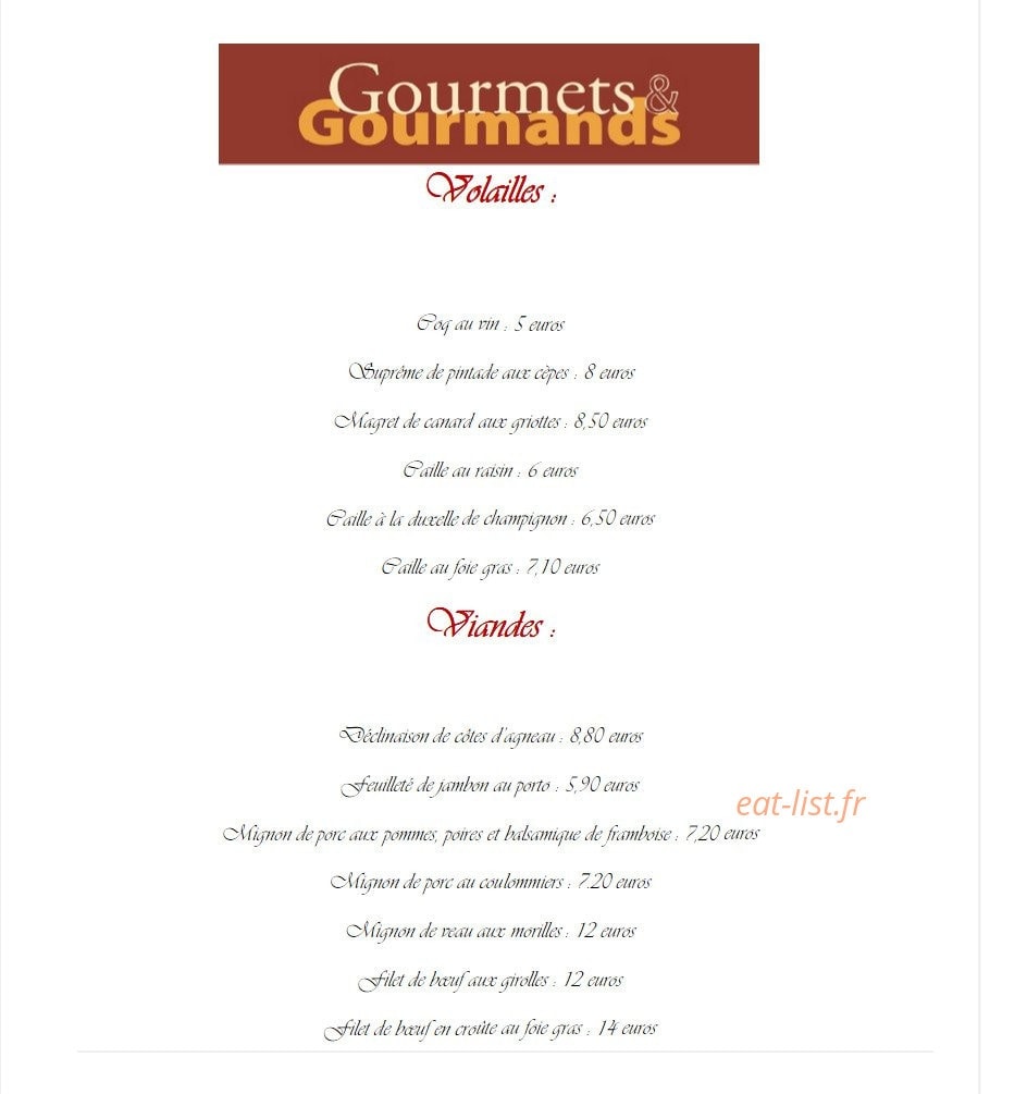 Gourmets et Gourmands — carte page 9